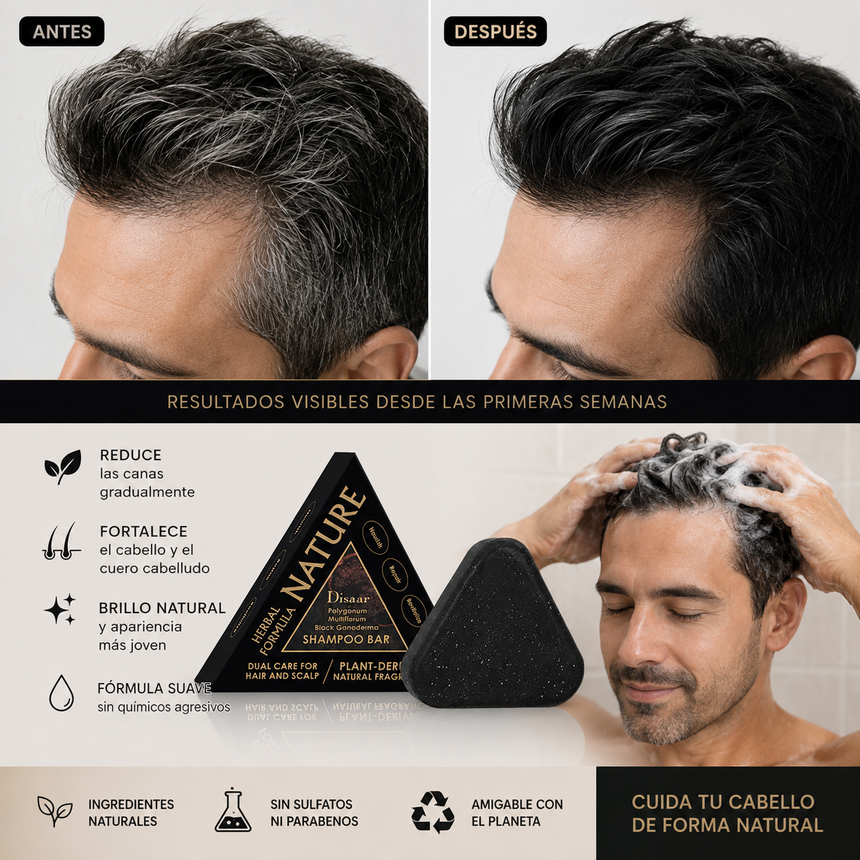 BARRA SHAMPOO ANTI CANAS NEGRO